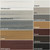 This color chart displays the range of color variations within the TimberLine product line. The variegated colors are arranged on the left, and the solid colors are on the right. Colors may different slightly due to monitor variations.